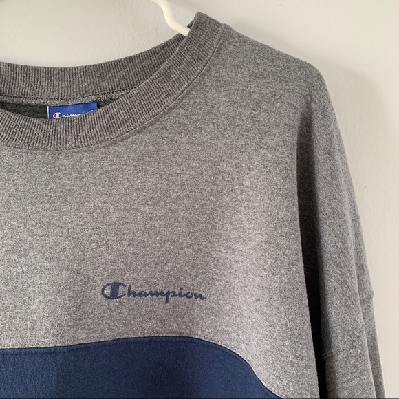 Champion Size XXL Gray Sweatshirt Pullover Top Long Sleeve Crew Neck Stripe Logo - Picture 3 of 13